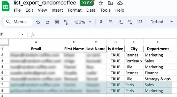 The same file with two new rows at the bottom